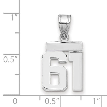 14K Weißgold kleiner polierter Charm „Zahl 61“