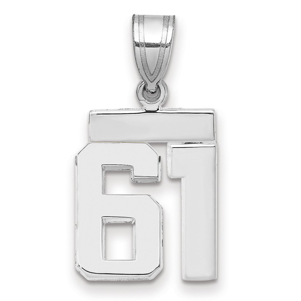 14K Weißgold kleiner polierter Charm „Zahl 61“