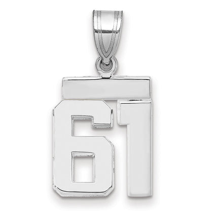 14K Weißgold kleiner polierter Charm „Zahl 61“
