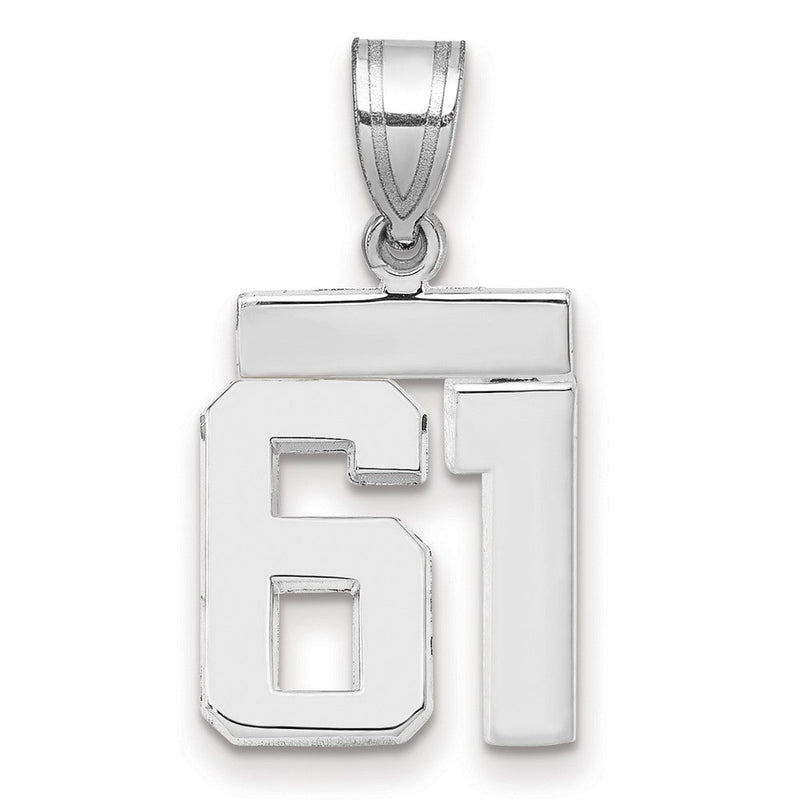 14K Weißgold kleiner polierter Charm „Zahl 61“