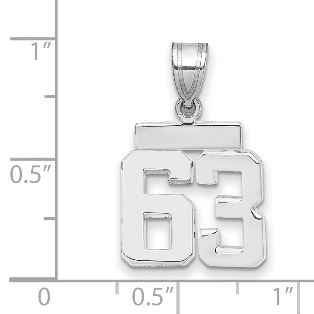 14k Weißgold kleiner polierter Charm „Zahl 63“