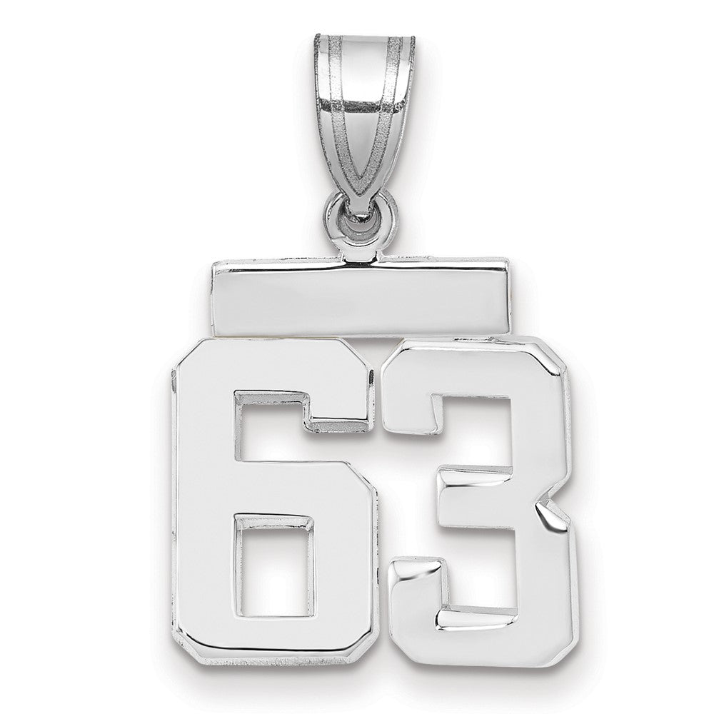 14k Weißgold kleiner polierter Charm „Zahl 63“