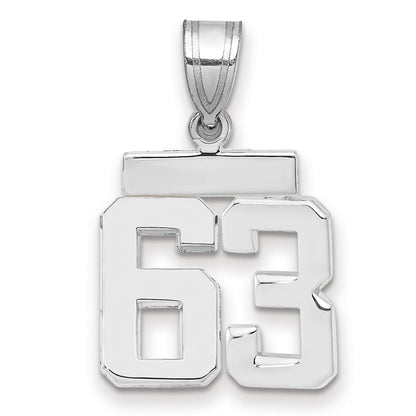14k Weißgold kleiner polierter Charm „Zahl 63“