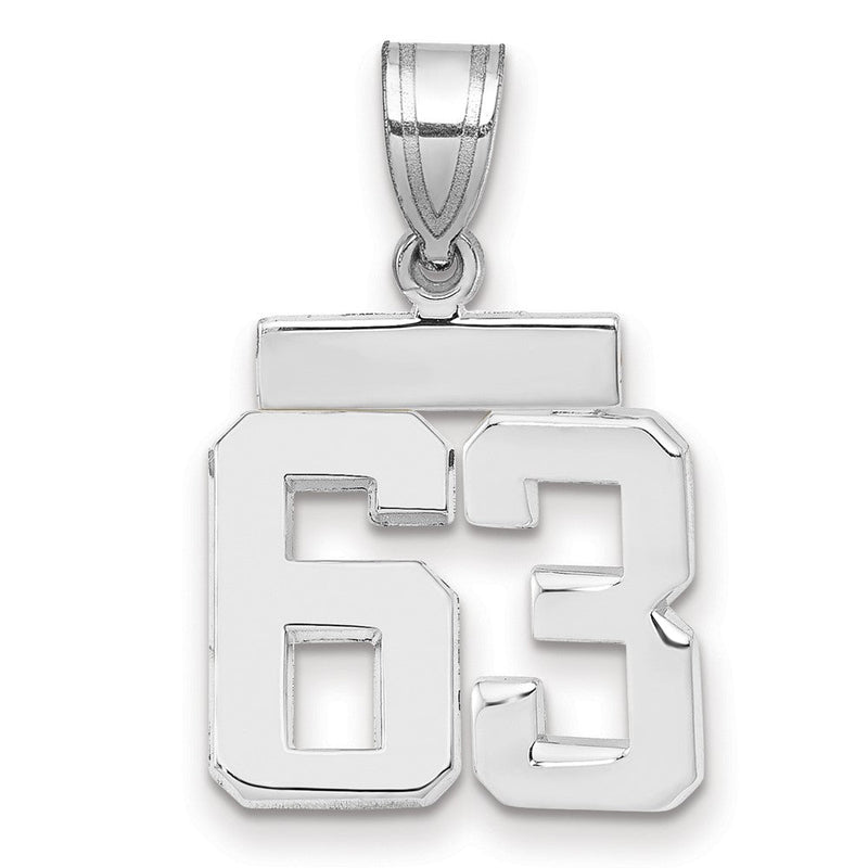14k Weißgold kleiner polierter Charm „Zahl 63“