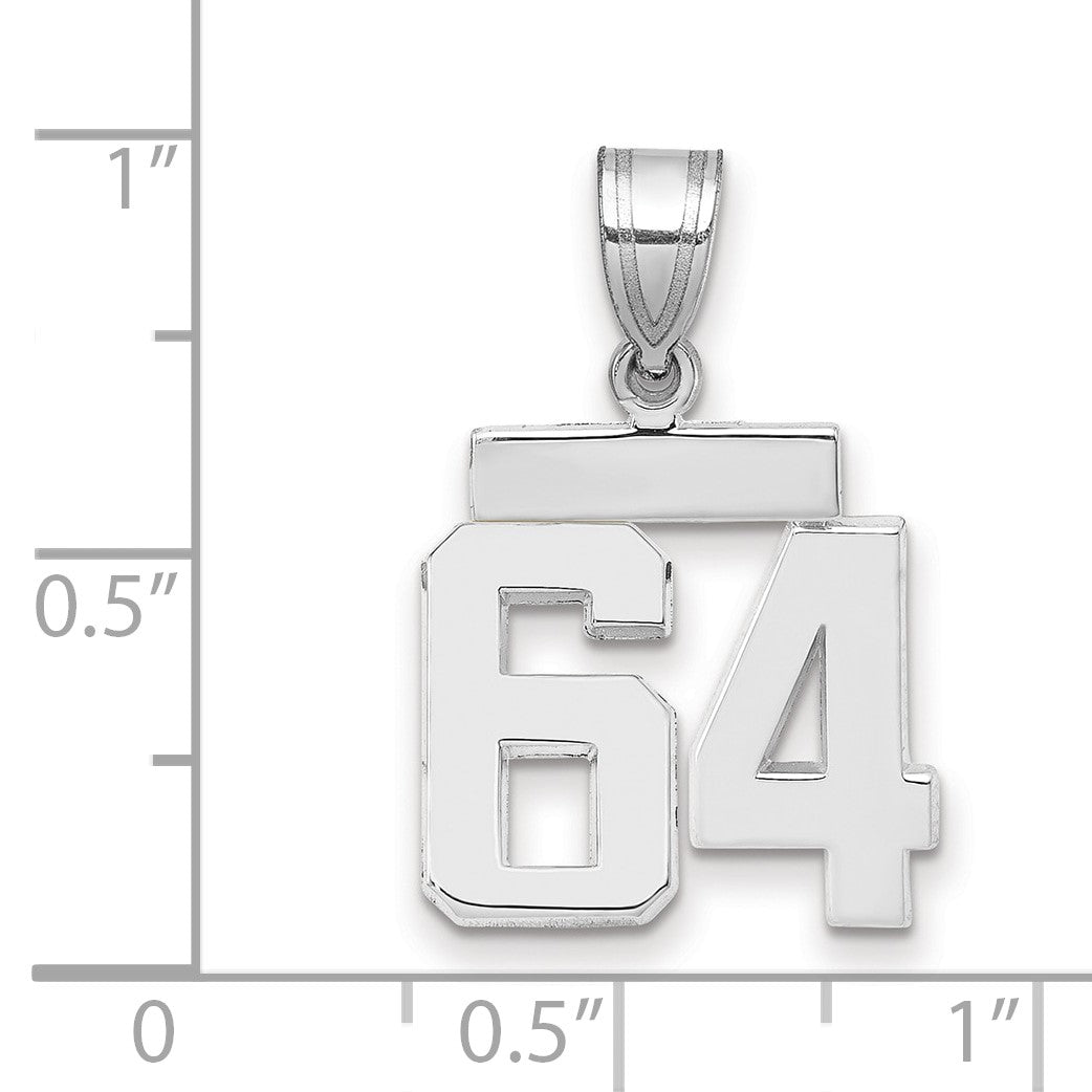 14K Weißgold Kleiner Polierter Zahl-64-Charm
