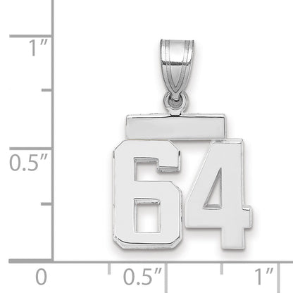 14K Weißgold Kleiner Polierter Zahl-64-Charm