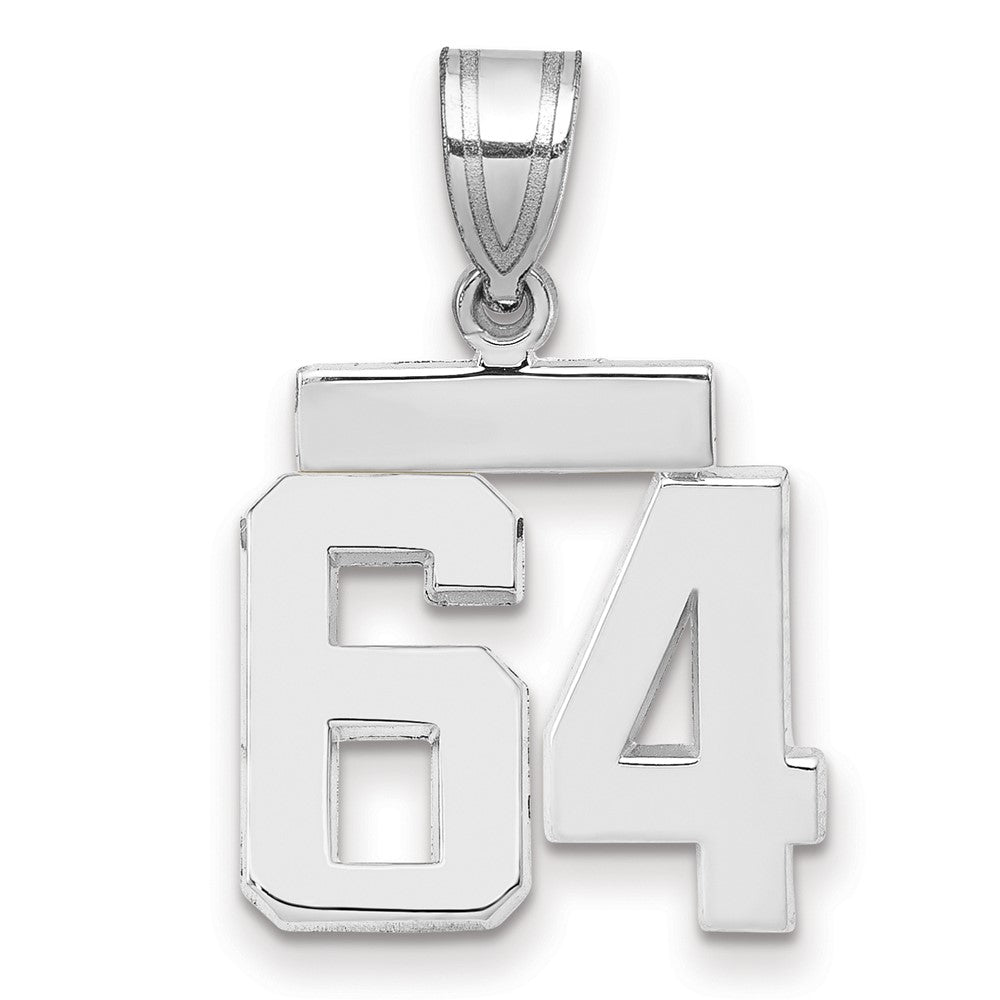 14K Weißgold Kleiner Polierter Zahl-64-Charm