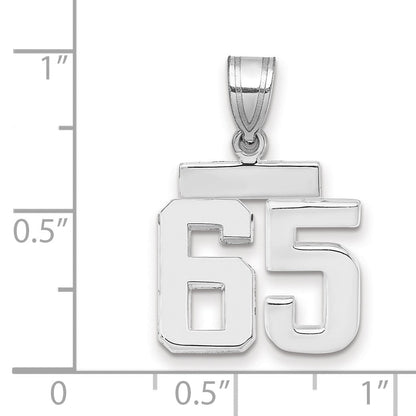 14K Weißgold kleiner polierter Zahl-65-Charm