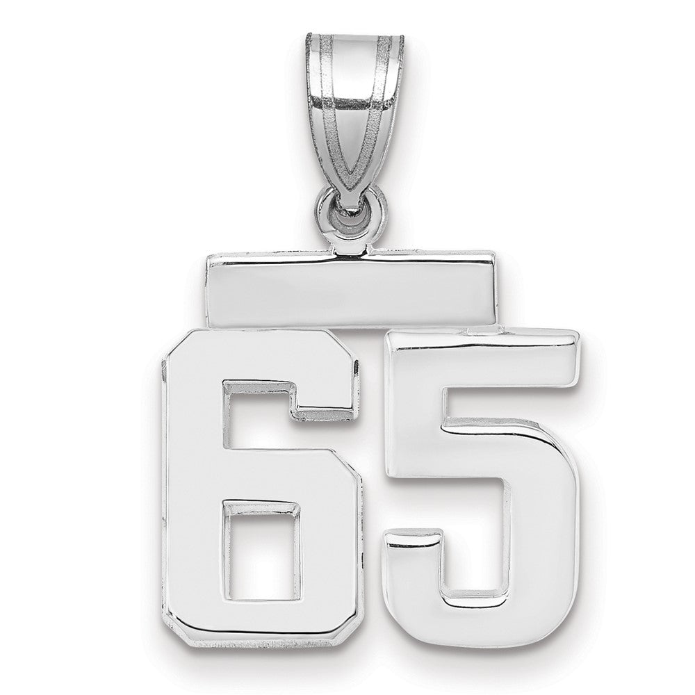14K Weißgold kleiner polierter Zahl-65-Charm