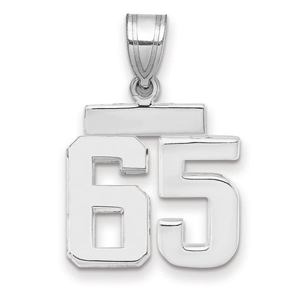 14K Weißgold kleiner polierter Zahl-65-Charm