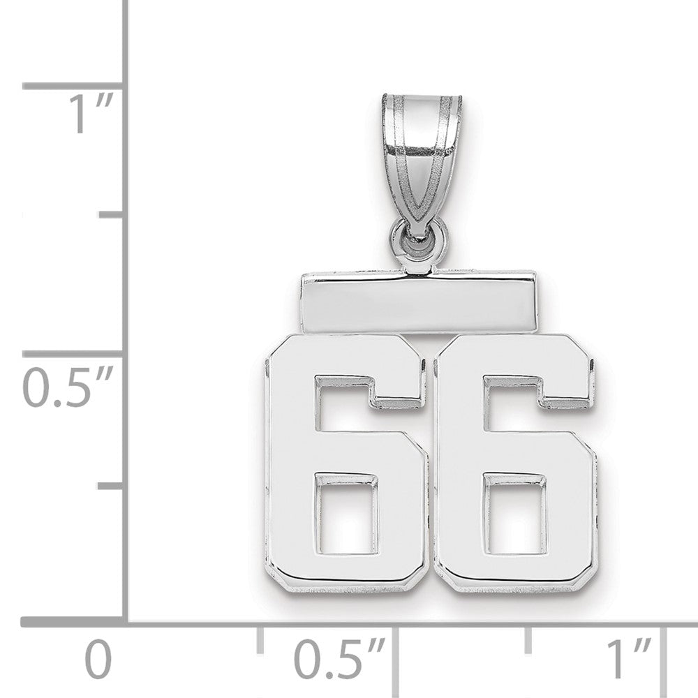 14K Weißgold kleiner polierter Charm Zahl 66