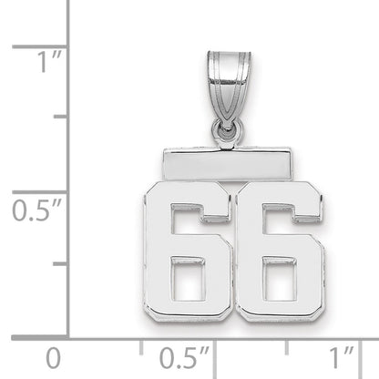 14K Weißgold kleiner polierter Charm Zahl 66