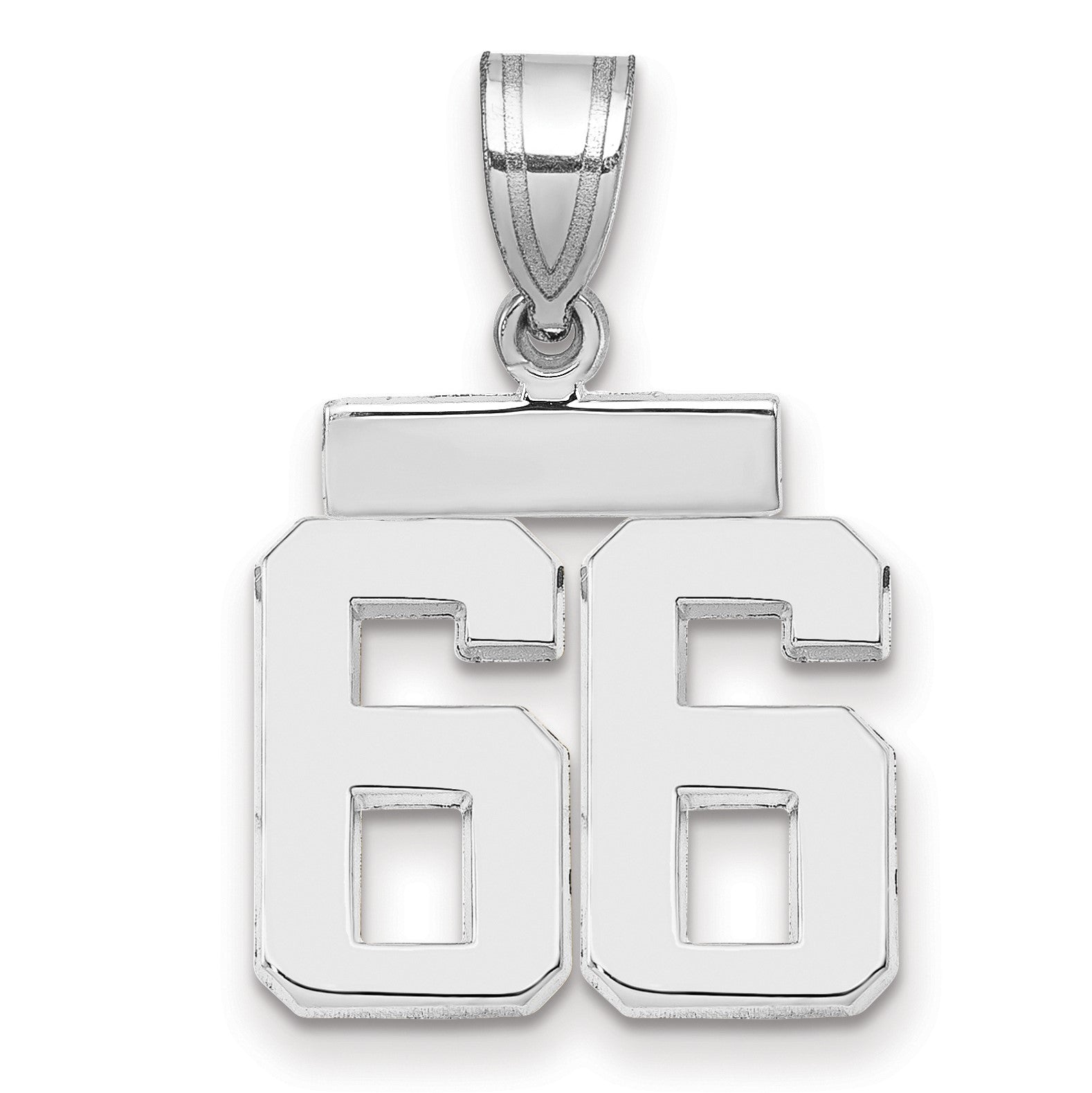 14K Weißgold kleiner polierter Charm Zahl 66