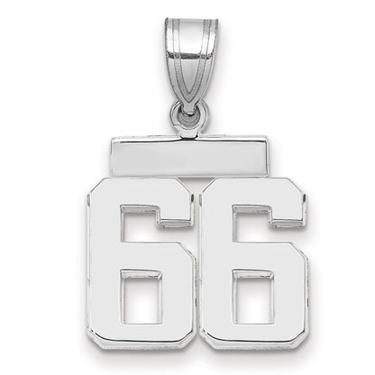 14K Weißgold kleiner polierter Charm Zahl 66