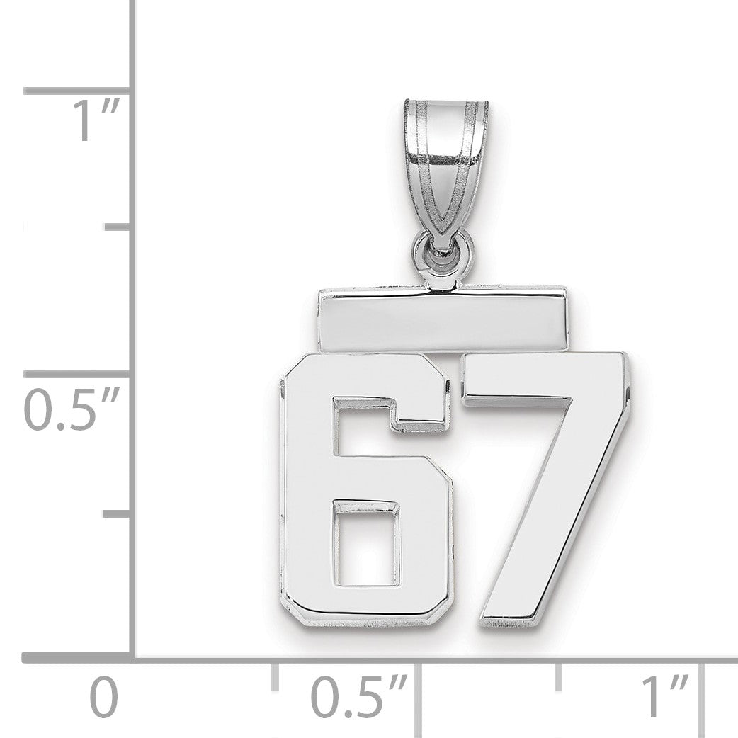 14K Weißgold kleiner polierter Charm „Zahl 67