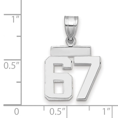 14K Weißgold kleiner polierter Charm „Zahl 67