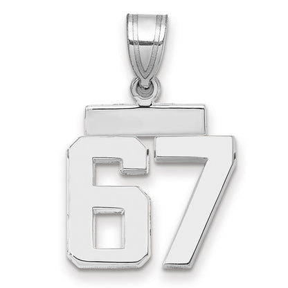 14K Weißgold kleiner polierter Charm „Zahl 67