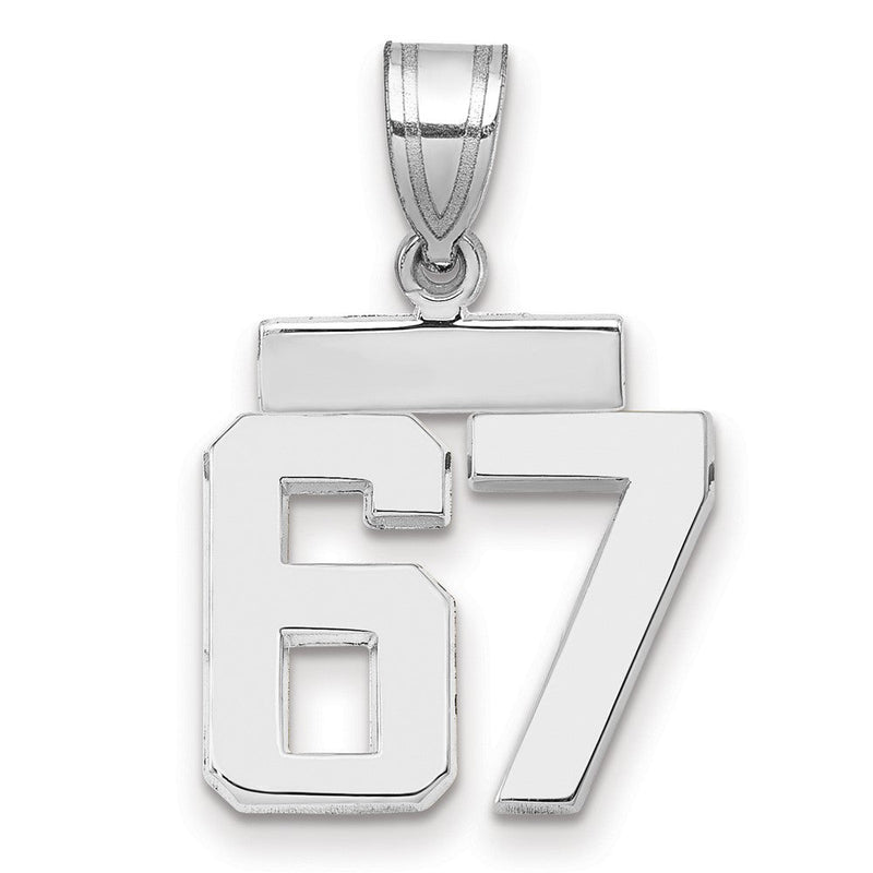 14K Weißgold kleiner polierter Charm „Zahl 67