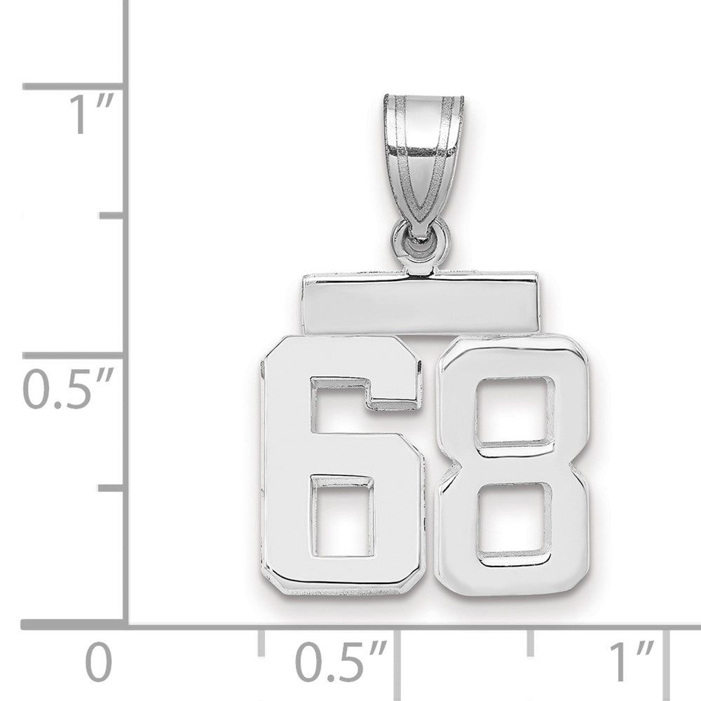 14K Weißgold kleiner polierter Charm „Zahl 68“