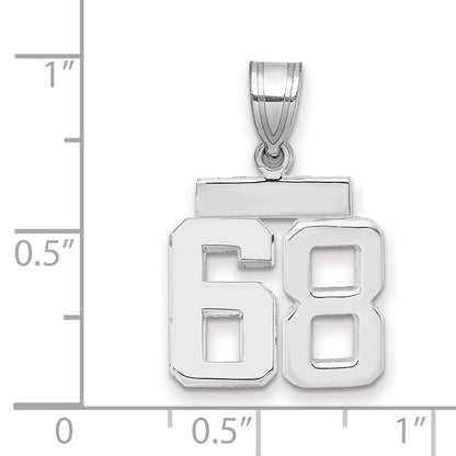 14K Weißgold kleiner polierter Charm „Zahl 68“