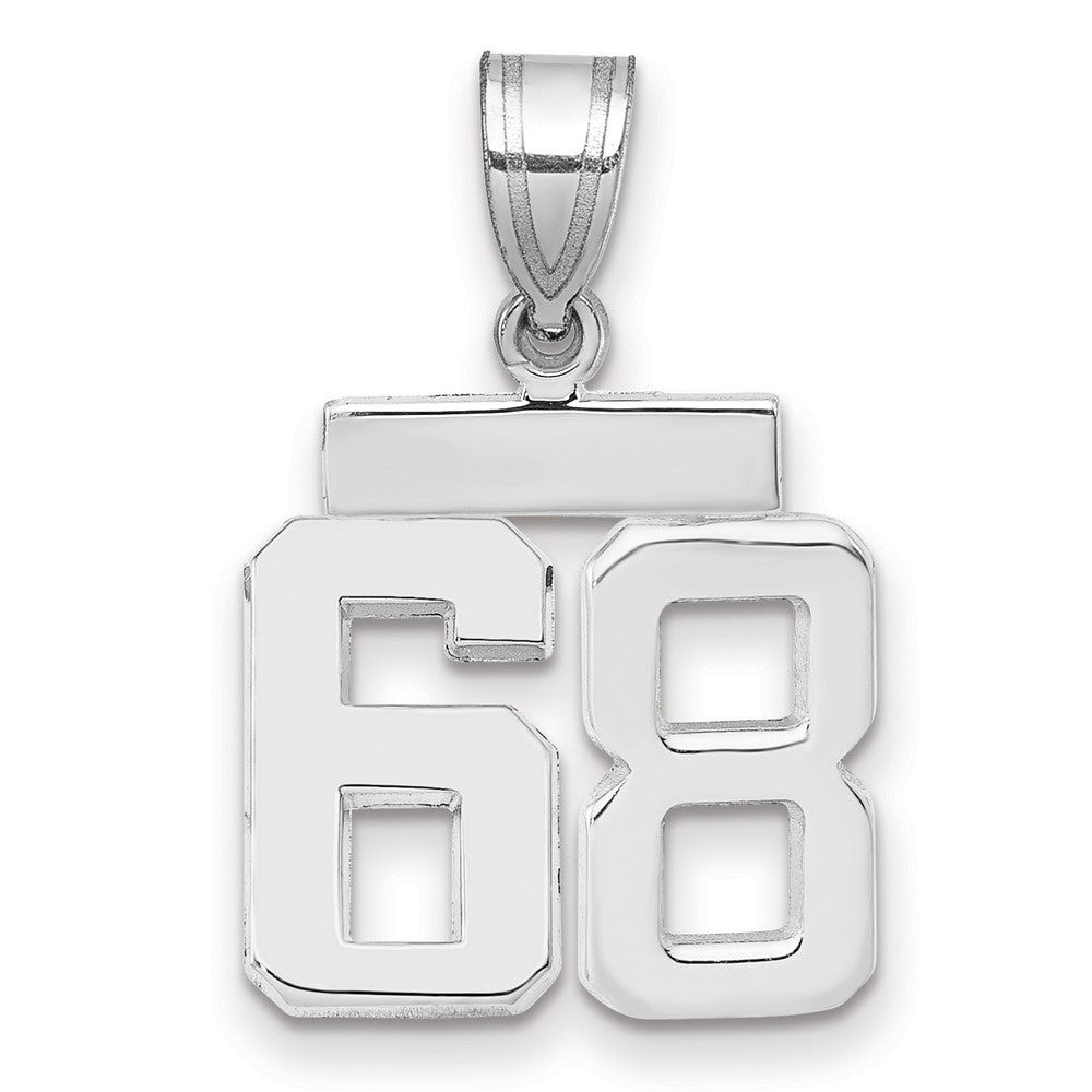 14K Weißgold kleiner polierter Charm „Zahl 68“