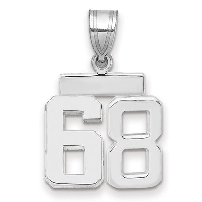 14K Weißgold kleiner polierter Charm „Zahl 68“