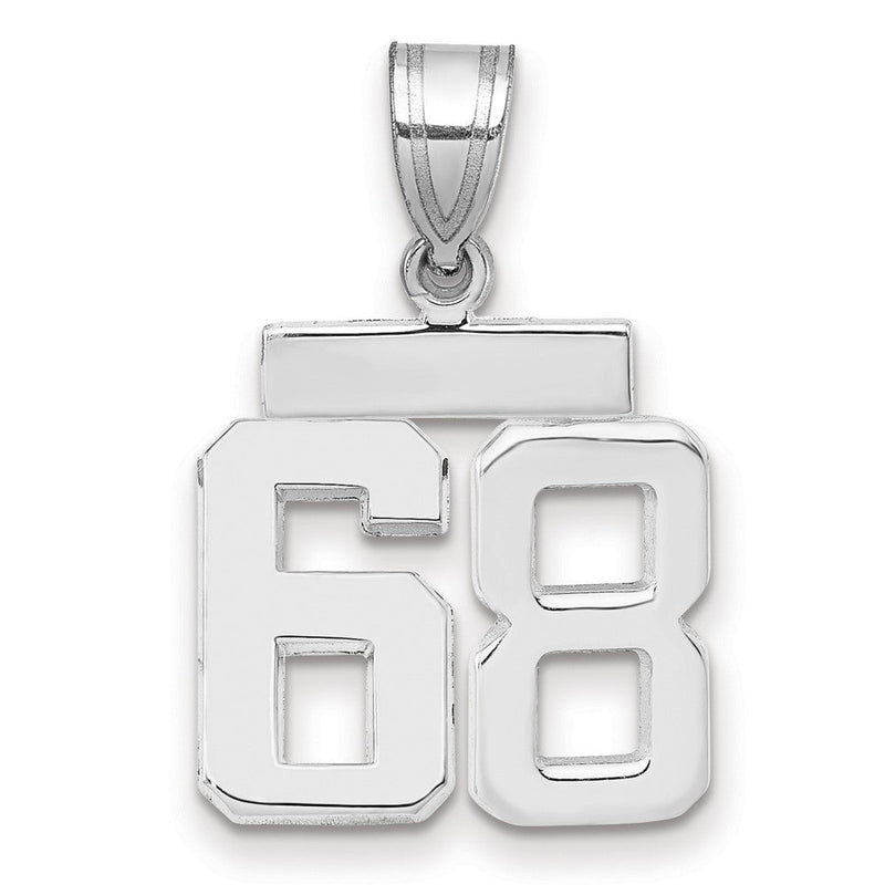 14K Weißgold kleiner polierter Charm „Zahl 68“