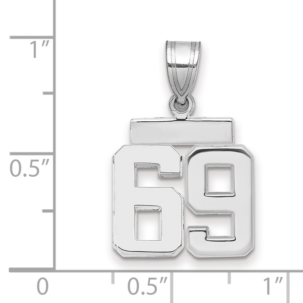 14K Weißgold kleiner polierter Charm „Nummer 69“