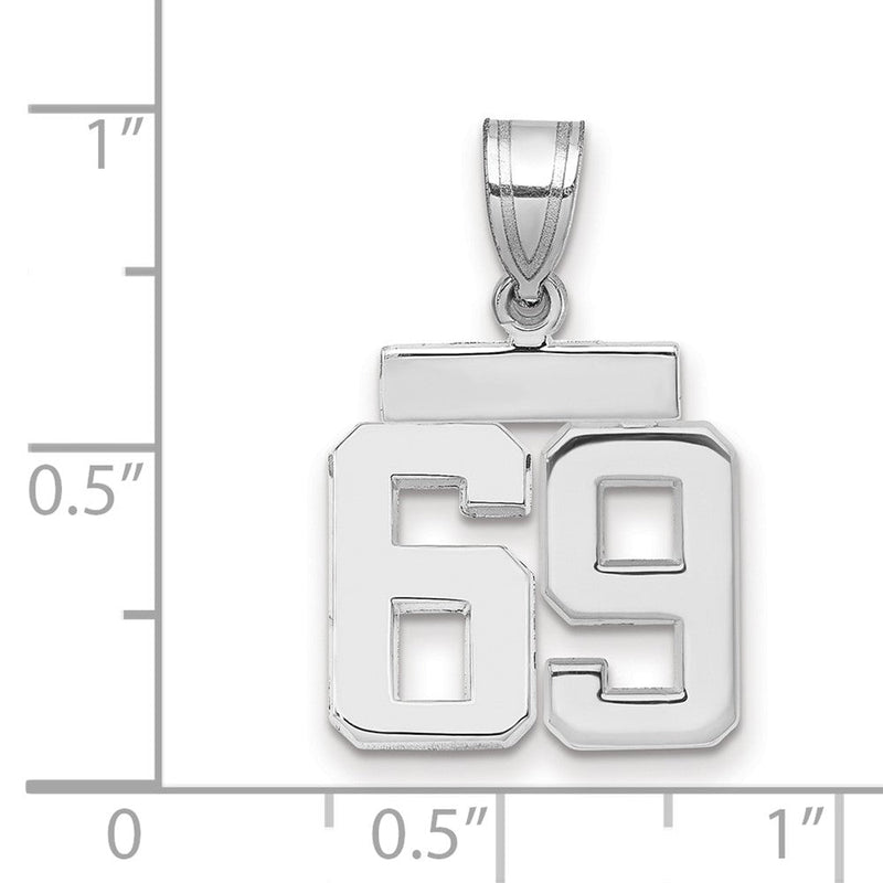 14K Weißgold kleiner polierter Charm „Nummer 69“