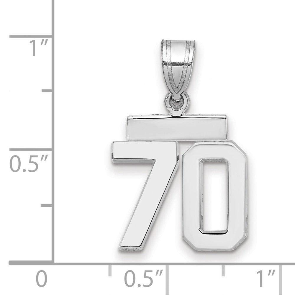 14K Weißgold kleiner polierter Charm Zahl 70