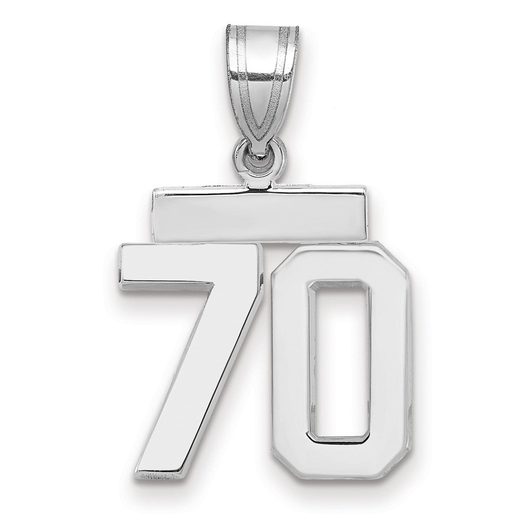 14K Weißgold kleiner polierter Charm Zahl 70