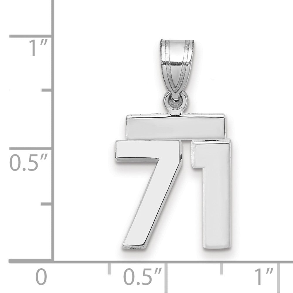 14K Weißgold kleiner polierter Zahl-71-Charm