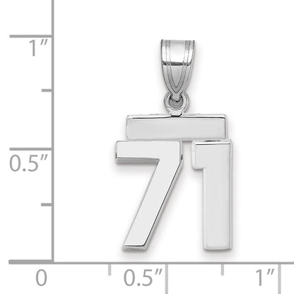14K Weißgold kleiner polierter Zahl-71-Charm