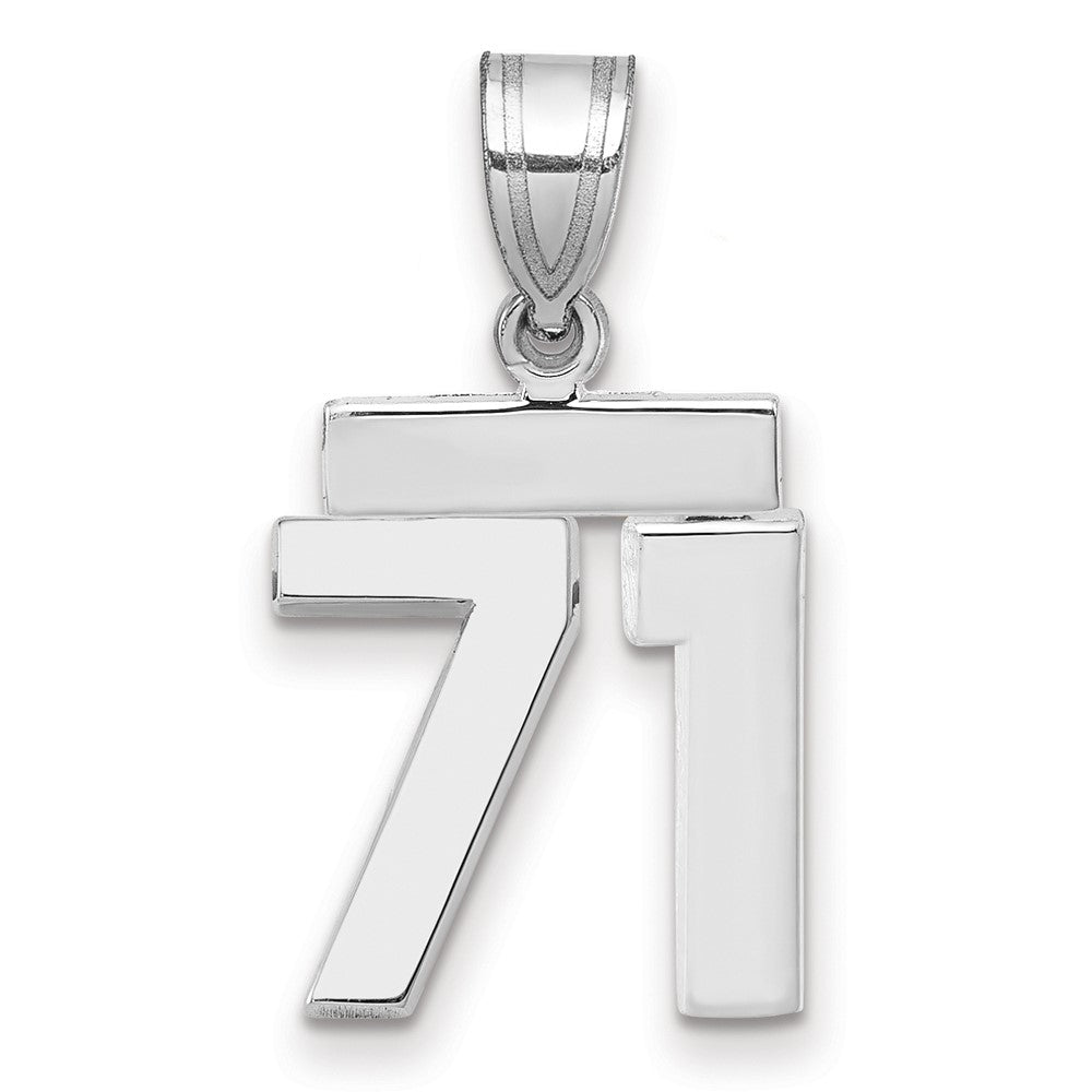 14K Weißgold kleiner polierter Zahl-71-Charm