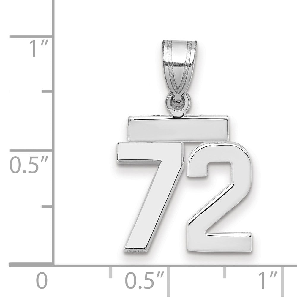 14K Weißgold kleiner polierter Charm Zahl 72