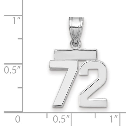 14K Weißgold kleiner polierter Charm Zahl 72