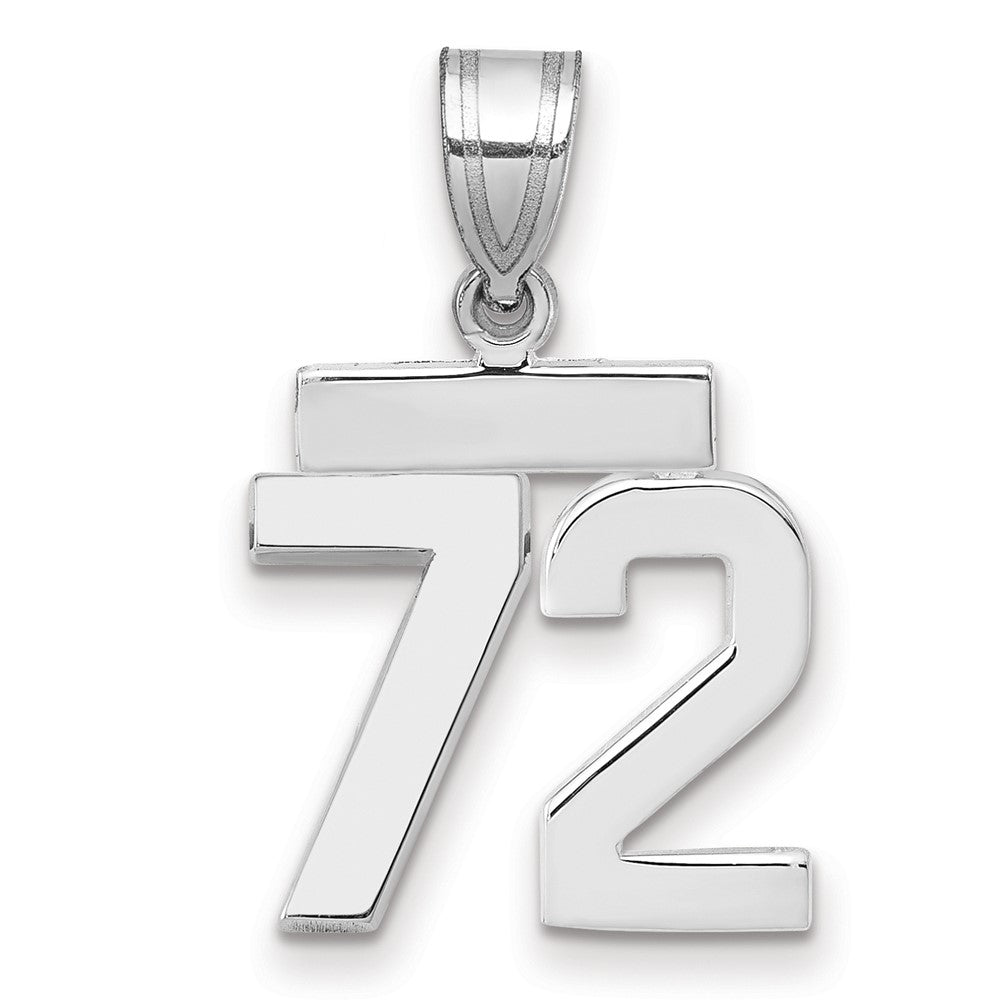14K Weißgold kleiner polierter Charm Zahl 72
