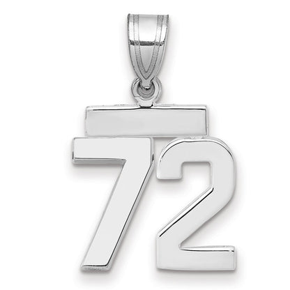 14K Weißgold kleiner polierter Charm Zahl 72