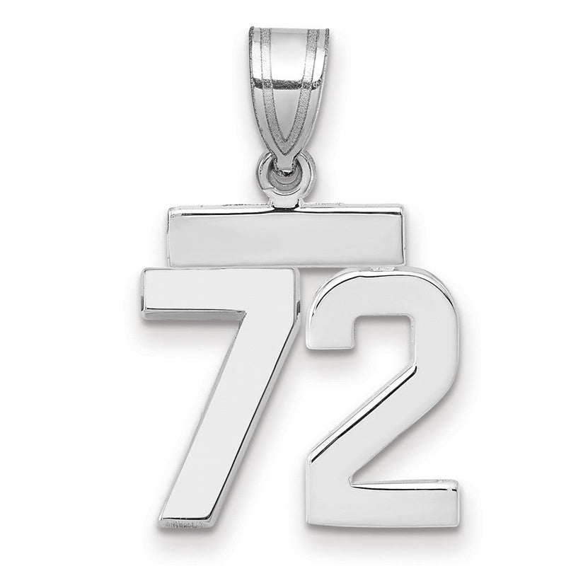 14K Weißgold kleiner polierter Charm Zahl 72