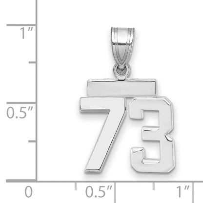 14K Weißgold kleiner polierter Charm mit Nummer 73