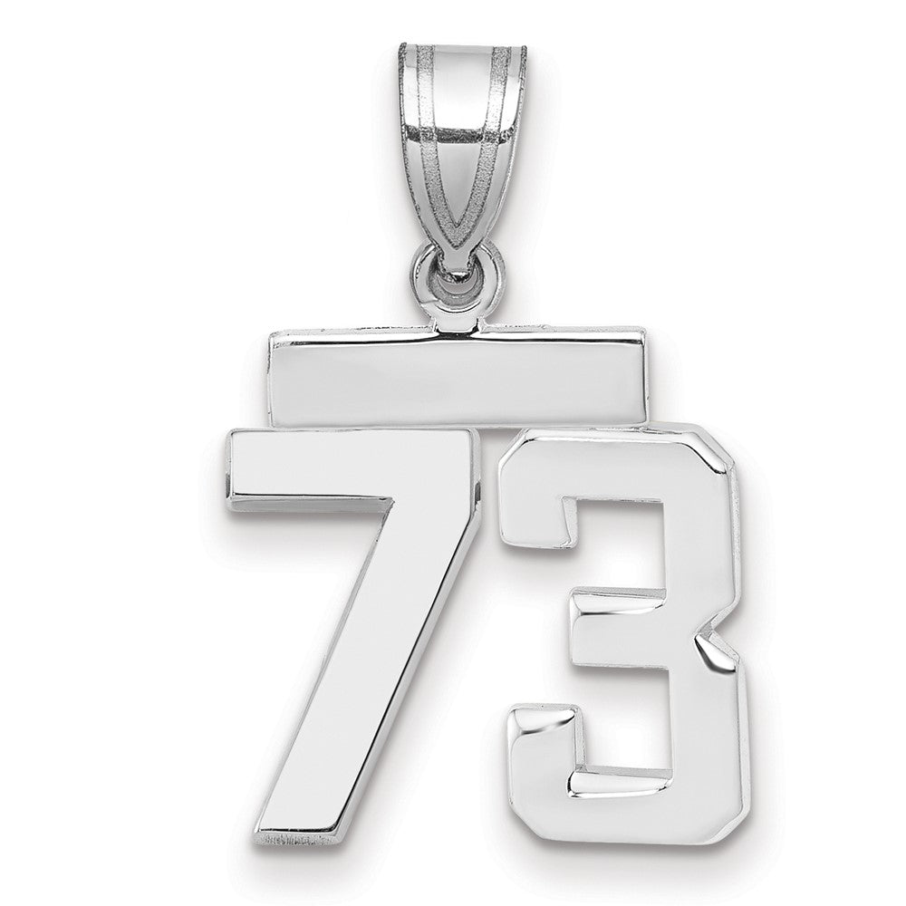 14K Weißgold kleiner polierter Charm mit Nummer 73