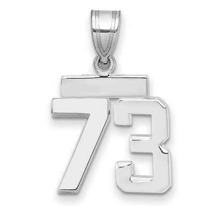 14K Weißgold kleiner polierter Charm mit Nummer 73