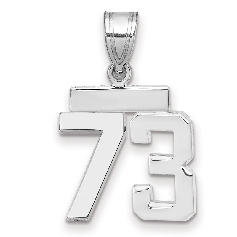 14K Weißgold kleiner polierter Charm mit Nummer 73