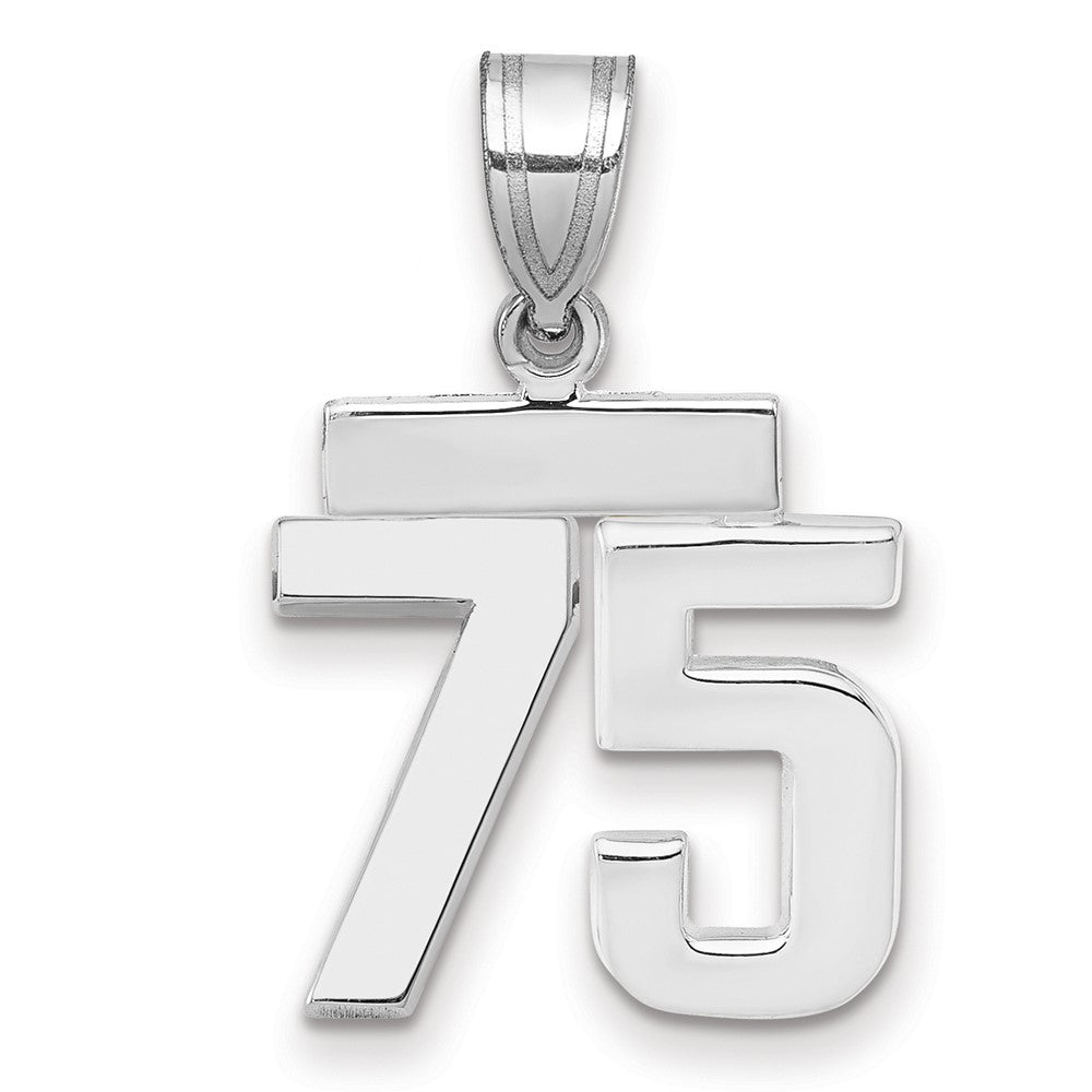 14K Weißgold kleiner polierter Zahl-75-Charm