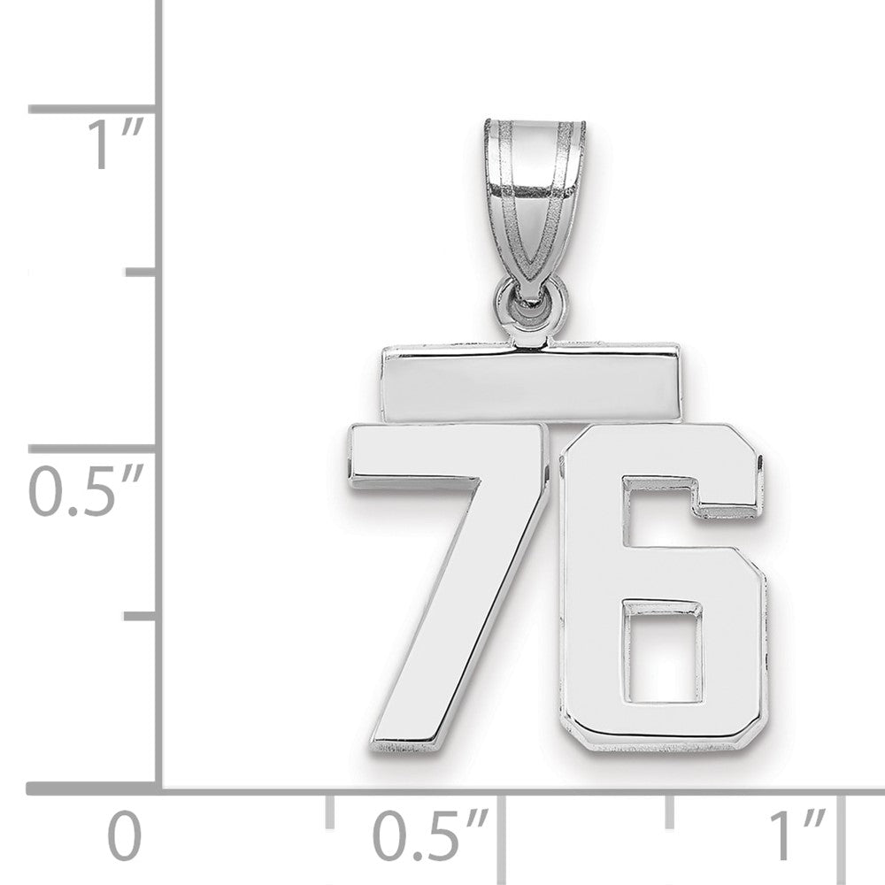 14k Weißgold kleiner polierter Charm „Zahl 76“