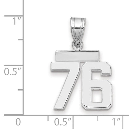 14k Weißgold kleiner polierter Charm „Zahl 76“