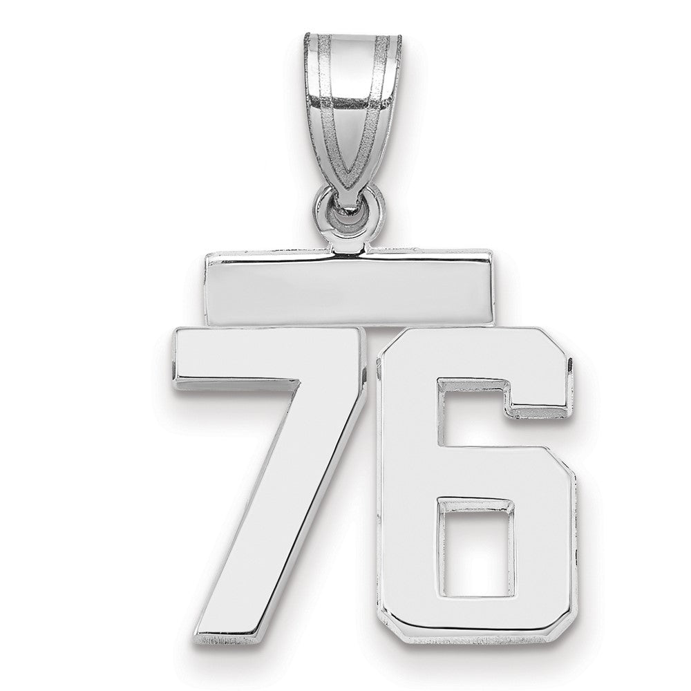14k Weißgold kleiner polierter Charm „Zahl 76“