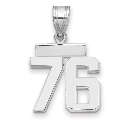 14k Weißgold kleiner polierter Charm „Zahl 76“