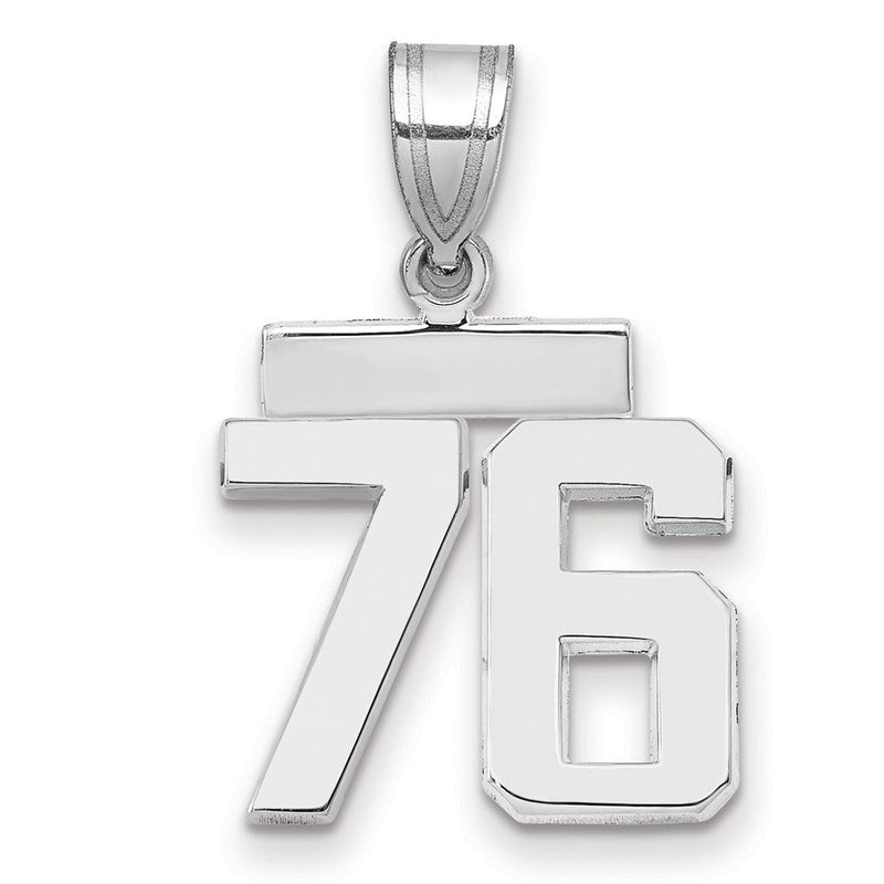 14k Weißgold kleiner polierter Charm „Zahl 76“