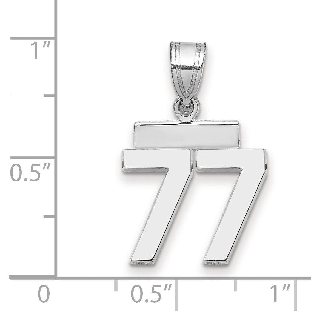 14K Weißgold kleiner polierter Charm „Nummer 77“